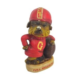 Vintage‎ 60s Quinco USL Bulldogs Piggy Bank Dog Football Player Mascot Chalkware